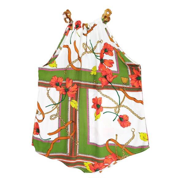 New York & Co Tort-Link Straps Floral Handkerchief Halter Top 7th Avenue Design - Picture 3 of 7